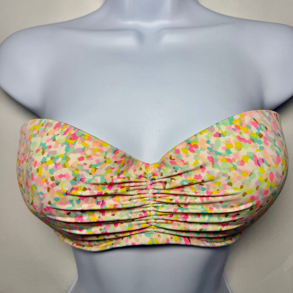 Victoria's Secret strapless bandeau bikini top  pastel confetti print w/gold 36D